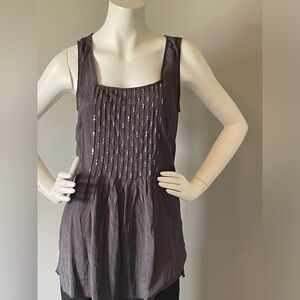 Coldwater Creek Charcoal Gray Sequin Tunic Tank Top in M (10/12)